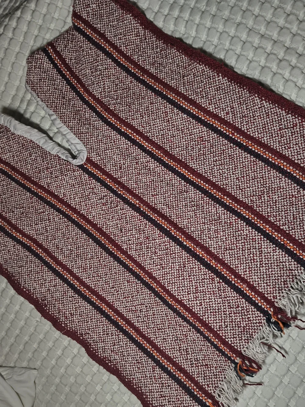 Kids Burgundy Striped Poncho Cape Jacket